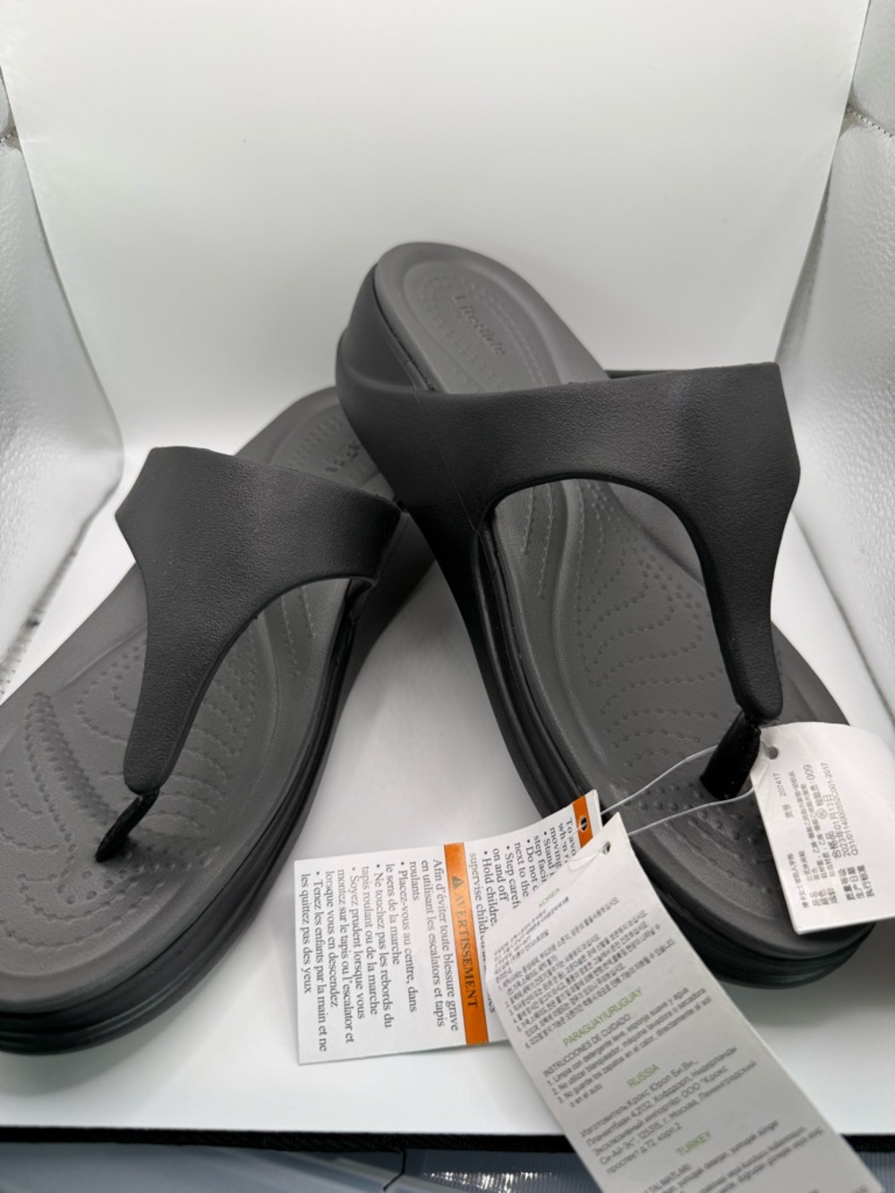 CROCS Lite Ride Black Thong Slide Sandals